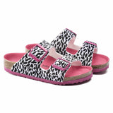 Birkenstock Leo Lilly Black-Pink Arizona Kids Textile Sandal pair