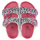 Birkenstock Leo Lilly Black-Pink Arizona Kids Textile Sandal top view