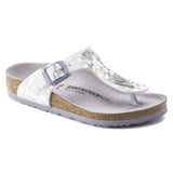 Birkenstock Hologram Silver Lavender Gizeh Kids Synthetics Top Right View 