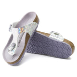 Birkenstock Hologram Silver Lavender Gizeh Kids Synthetics Top View Sole View