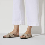 Birkenstock Taupe Color Siena Suede Leather closeup