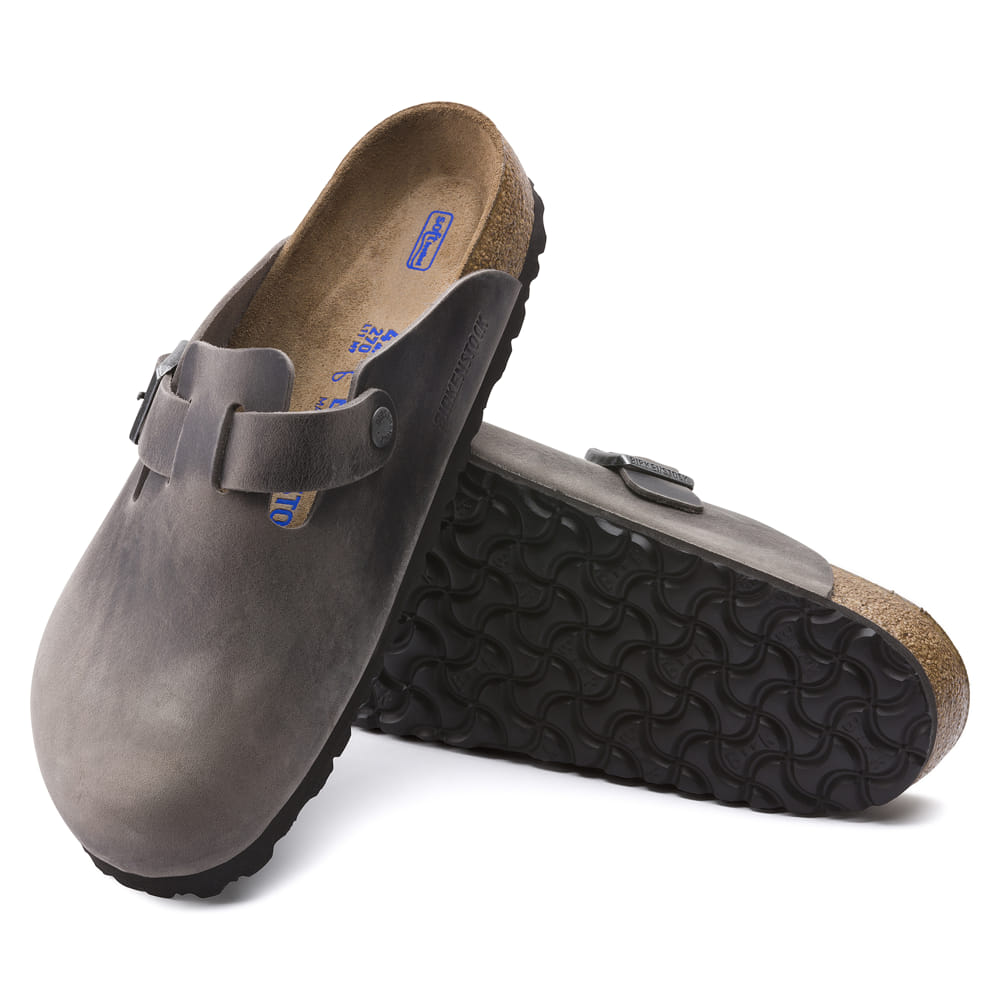 Birkenstock Gray Boston Soft Footbed Oiled Leather sole