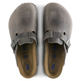 Birkenstock Gray Boston Soft Footbed Oiled Leather top view