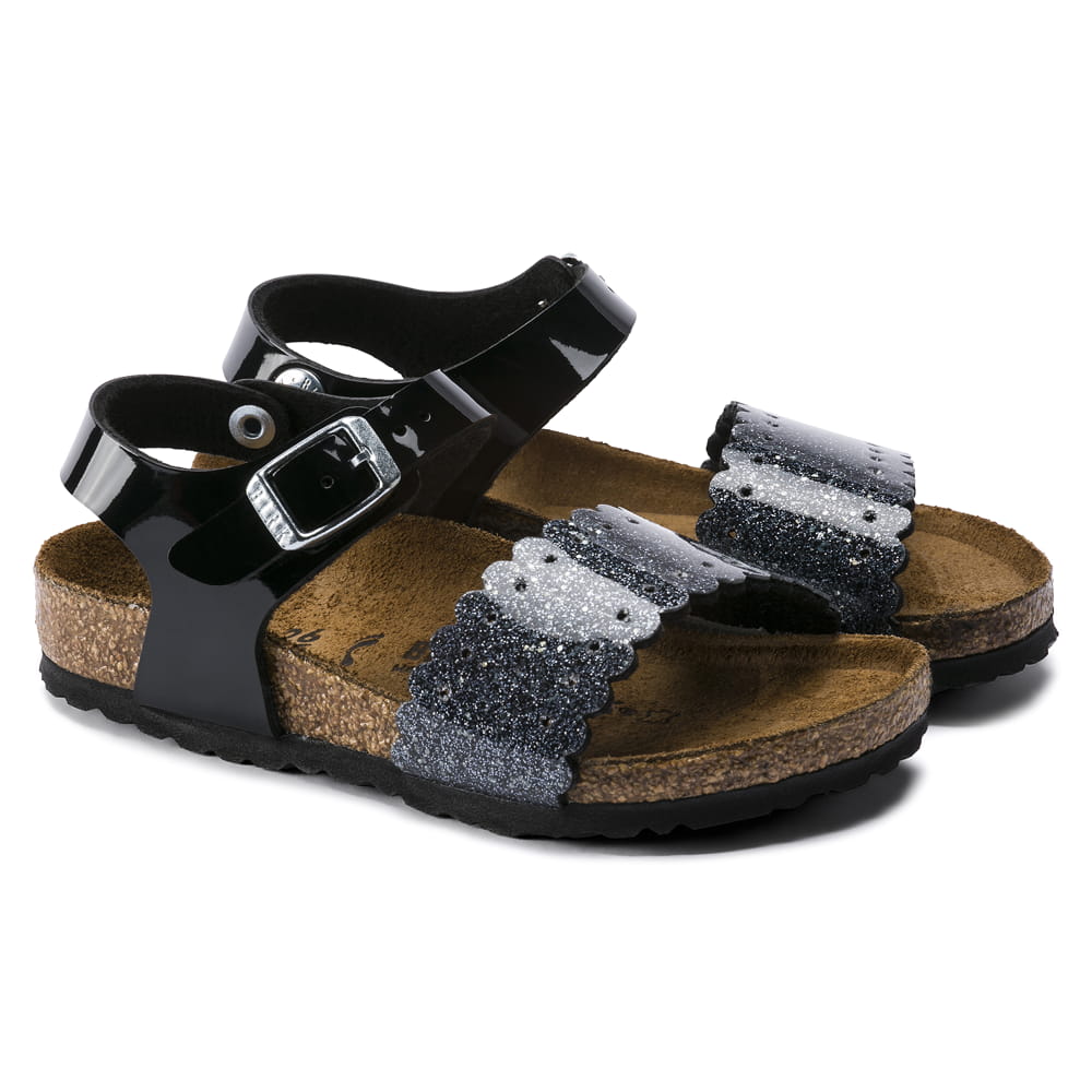 Birkenstock Cosmic Sparcle Mix Black Mila Kids Birko-Flor Sandal Pair