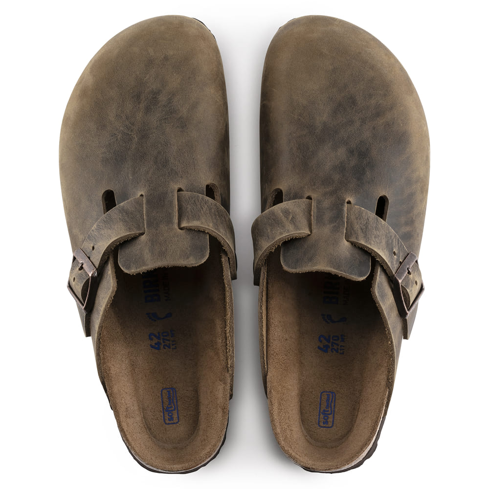 Birkenstock Mud Green Boston Oiled Leather Clog Top View