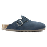 Birkenstock Blue/Navy Boston Soft Footbed Suede Leather clog Side