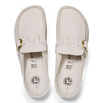 Birkenstock White/Corduroy Antique White Buckley Suede Embossed clog Top Look