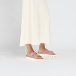 Birkenstock Arizona Chunky pink Suede Leather Side Look