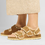 Milano Big Buckle Shearling Oiled Leather - BIRKENSTOCK