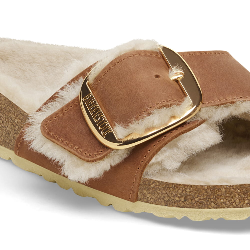 Madrid Big Buckle Shearling Oiled Leather