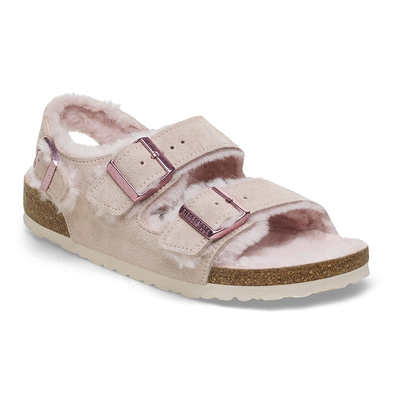 Birkenstock Birkesntock Pink/Light Rose Milano Suede Shearling Suede Leather/Shearling sandal 