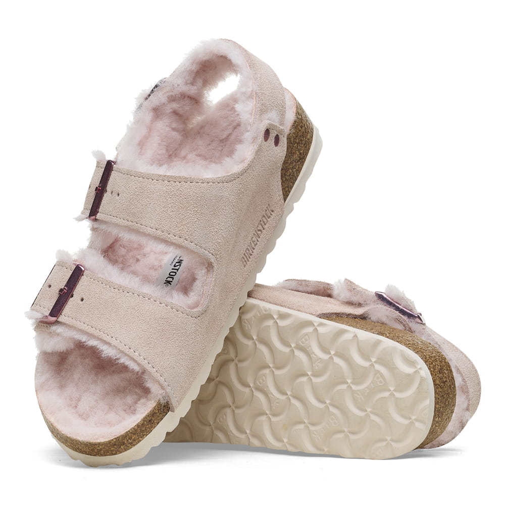 Birkesntock Pink/Light Rose Milano Suede Shearling Suede Leather/Shearling sandal Sole