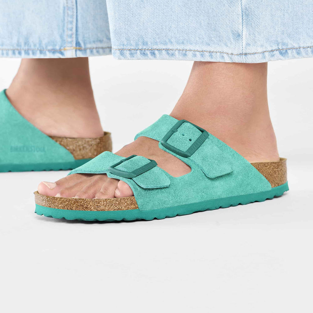 All about Birkenstock Arizona Green Suede Leather Sandal 