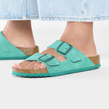 All about Birkenstock Arizona Green Suede Leather Sandal 
