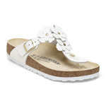 Gizeh Flower Embellishment Natural Leather White - BIRKENSTOCK