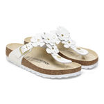 Gizeh Flower Embellishment Natural Leather White - BIRKENSTOCK