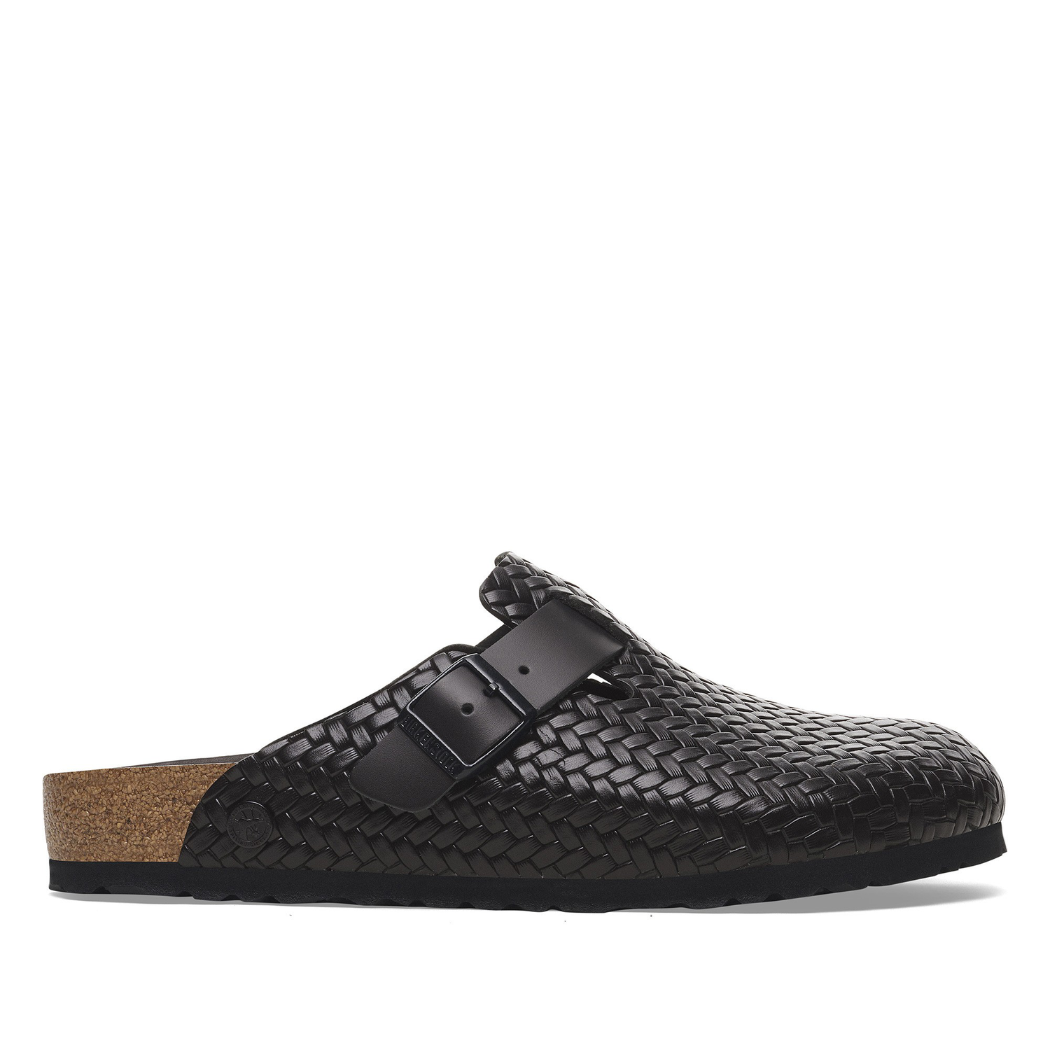 Boston Rivet Logo Natural Leather Woven Embossed Black - BIRKENSTOCK