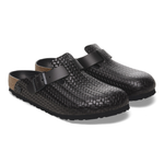 Boston Rivet Logo Natural Leather Woven Embossed Black - BIRKENSTOCK
