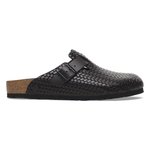 Boston Rivet Logo Natural Leather Woven Embossed Black - BIRKENSTOCK