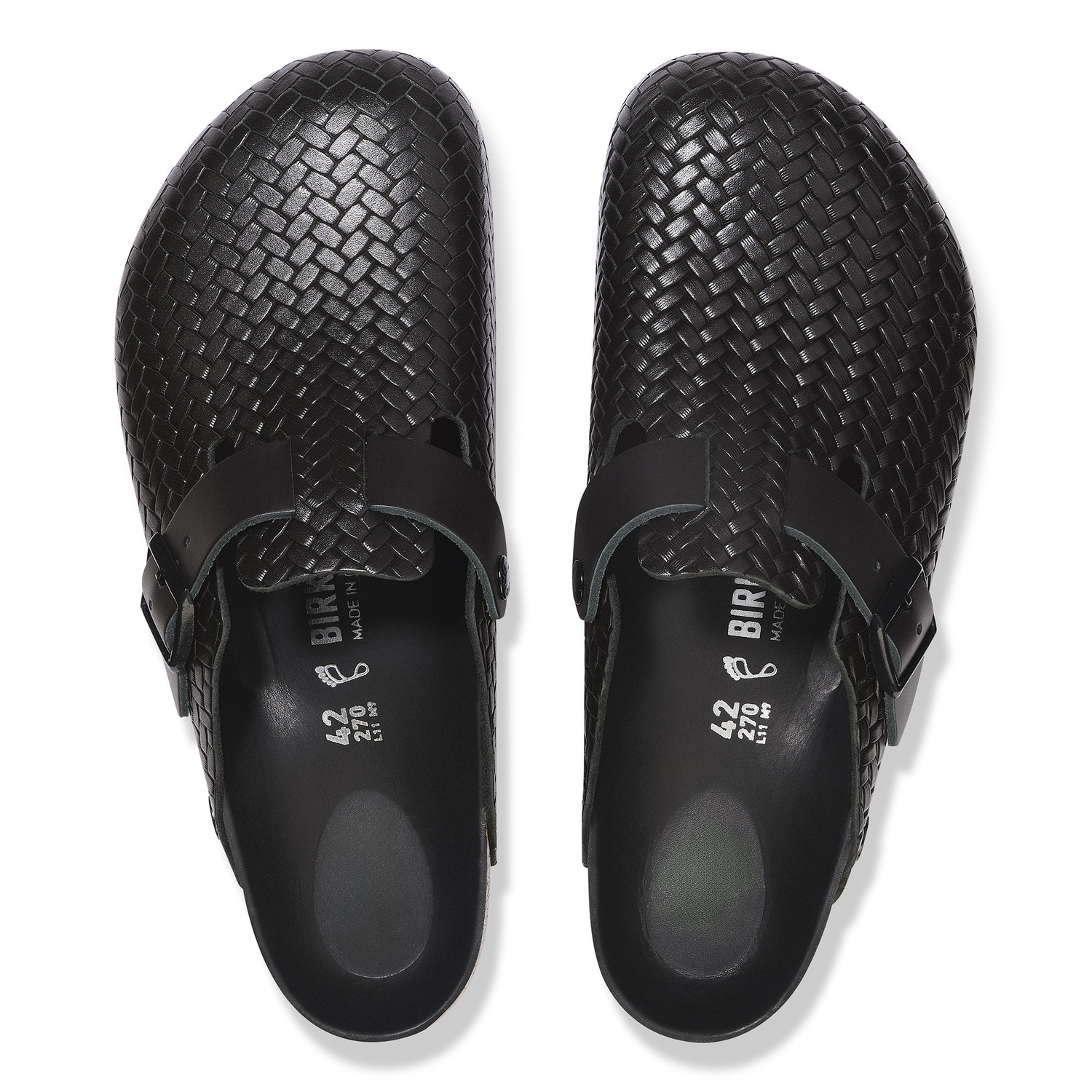 Boston Rivet Logo Natural Leather Woven Embossed Black - BIRKENSTOCK