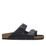 Arizona Rivet Logo Natural Leather Woven Embossed Black - BIRKENSTOCK