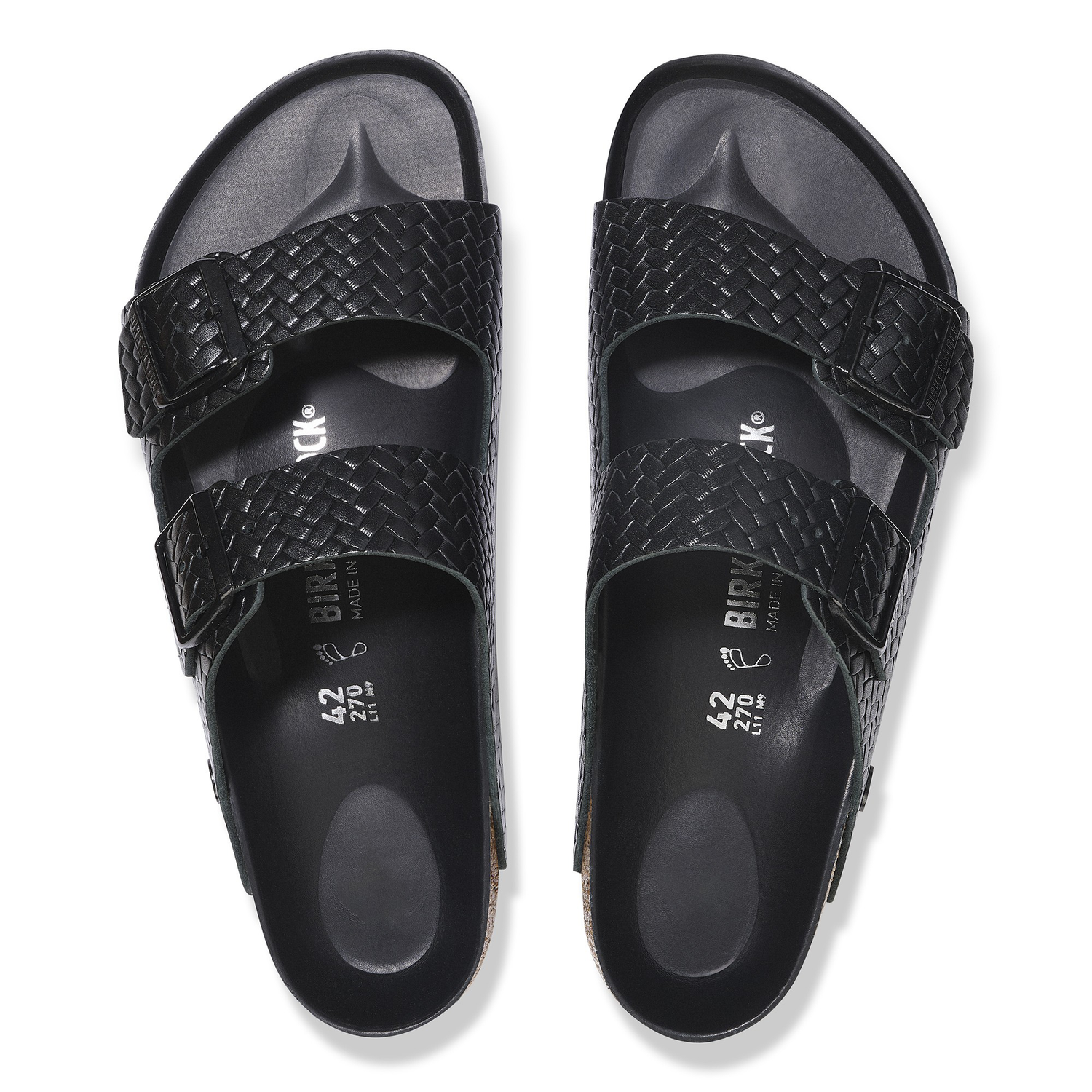 Arizona Rivet Logo Natural Leather Woven Embossed Black - BIRKENSTOCK