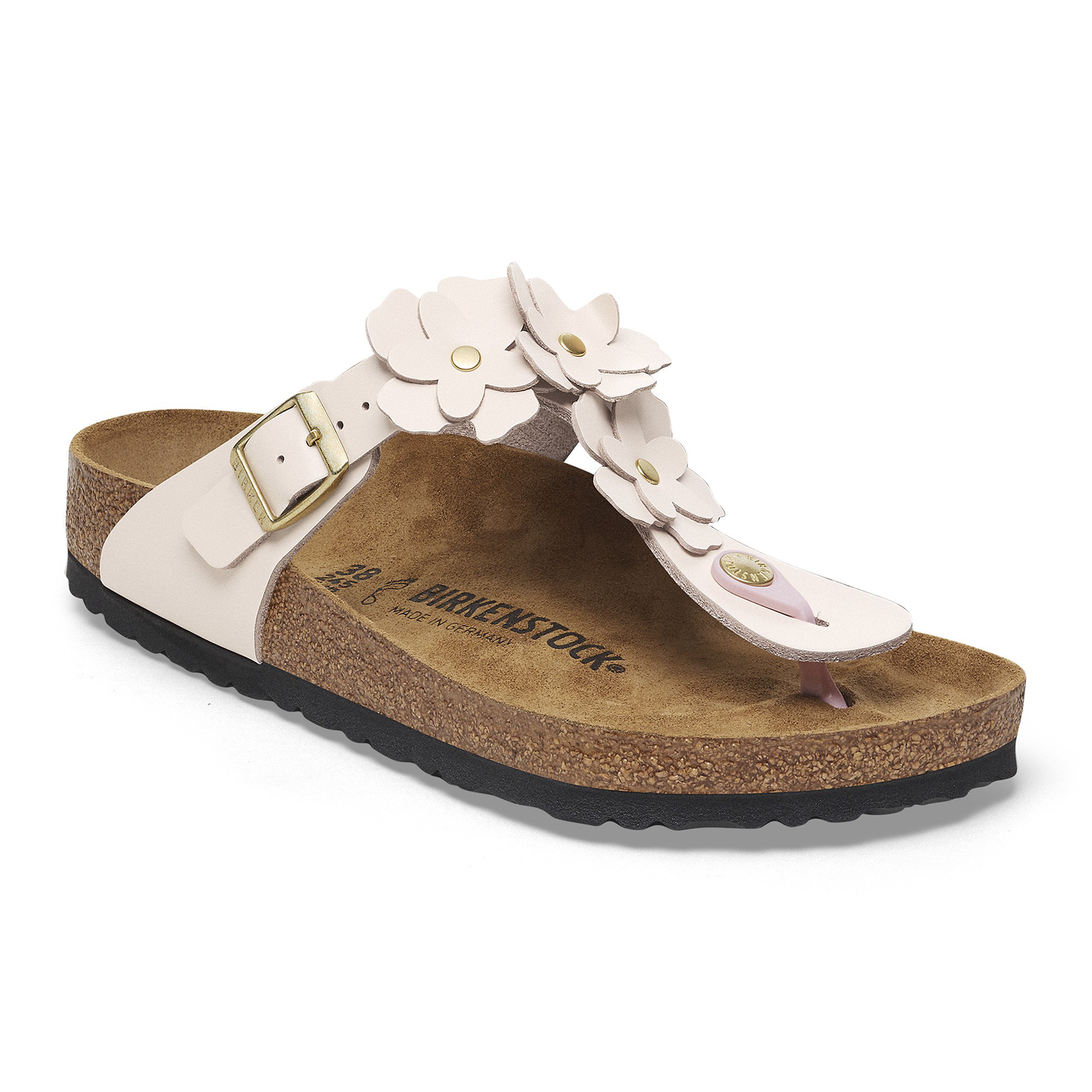 Gizeh Flower Embellishment Natural Leather Light Rose - BIRKENSTOCK