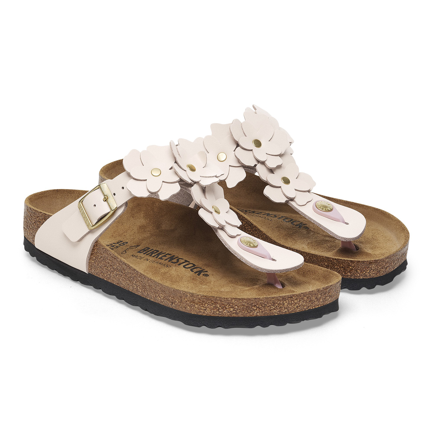 Gizeh Flower Embellishment Natural Leather Light Rose - BIRKENSTOCK