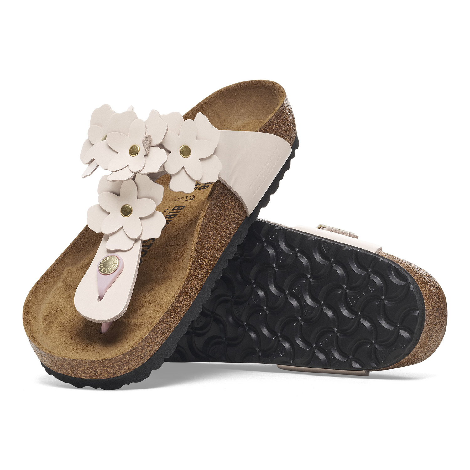 Gizeh Flower Embellishment Natural Leather Light Rose - BIRKENSTOCK