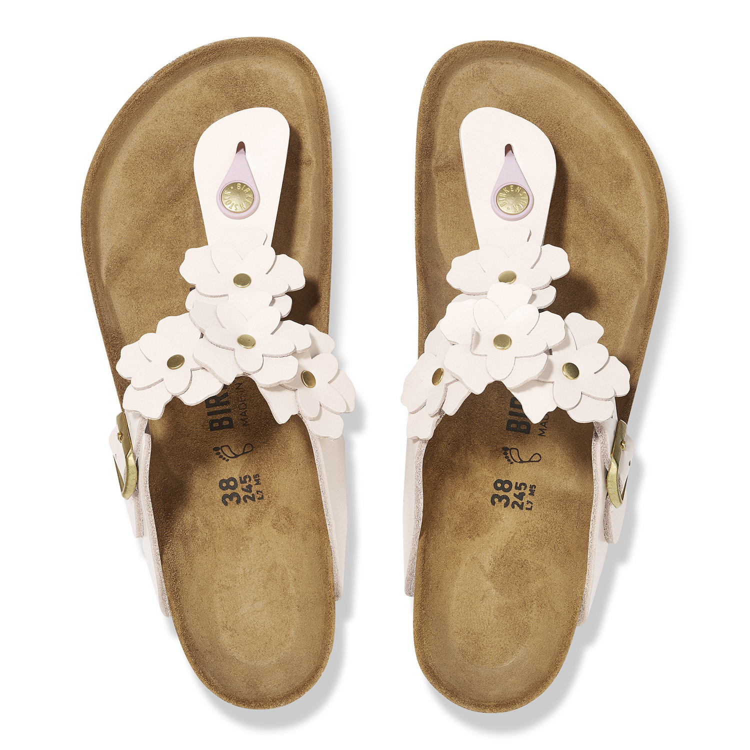 Gizeh Flower Embellishment Natural Leather Light Rose - BIRKENSTOCK
