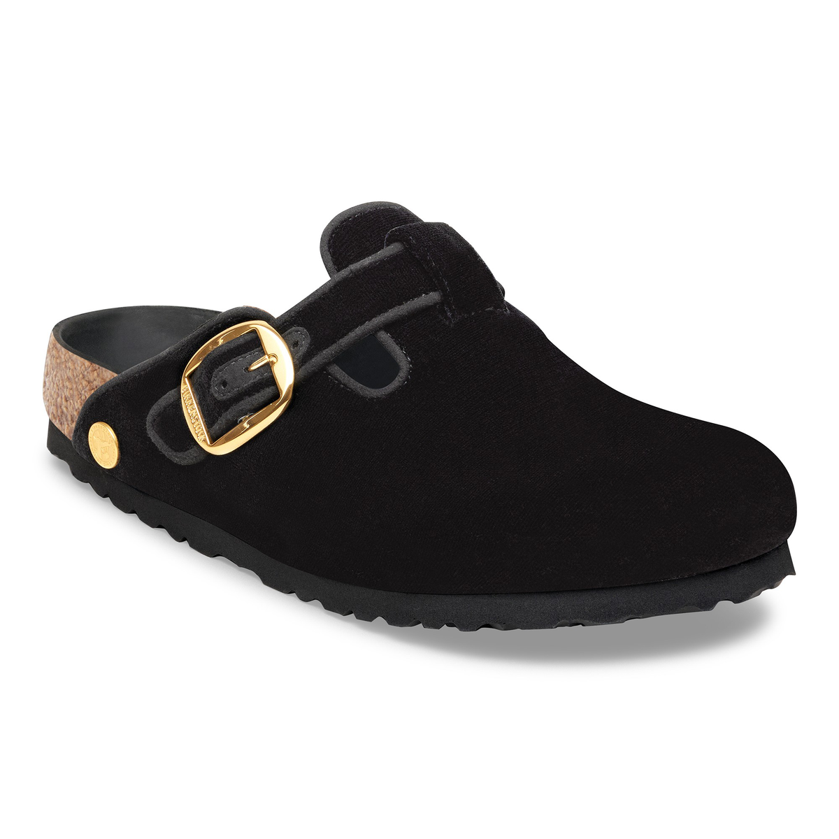 Boston Big Buckle Piping Rivet Logo Textile Velvet Black