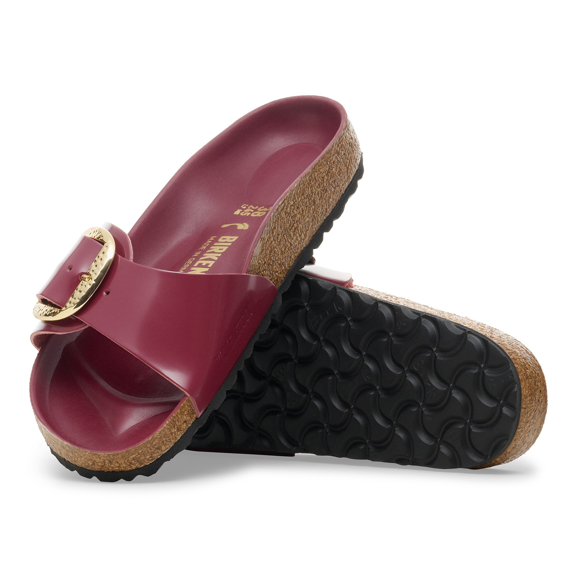 Madrid Big Buckle Natural Leather Patent Zinfandel High Shine
