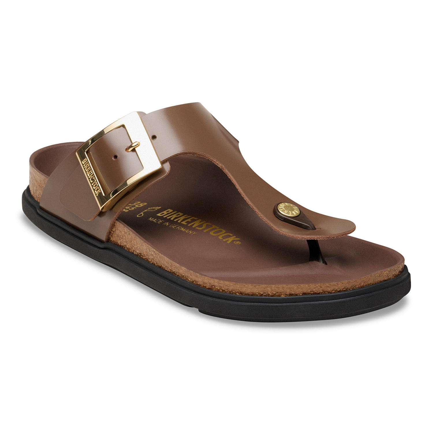 Gizeh Droplet Buckle Natural Leather Patent High-Shine Carafe - BIRKENSTOCK