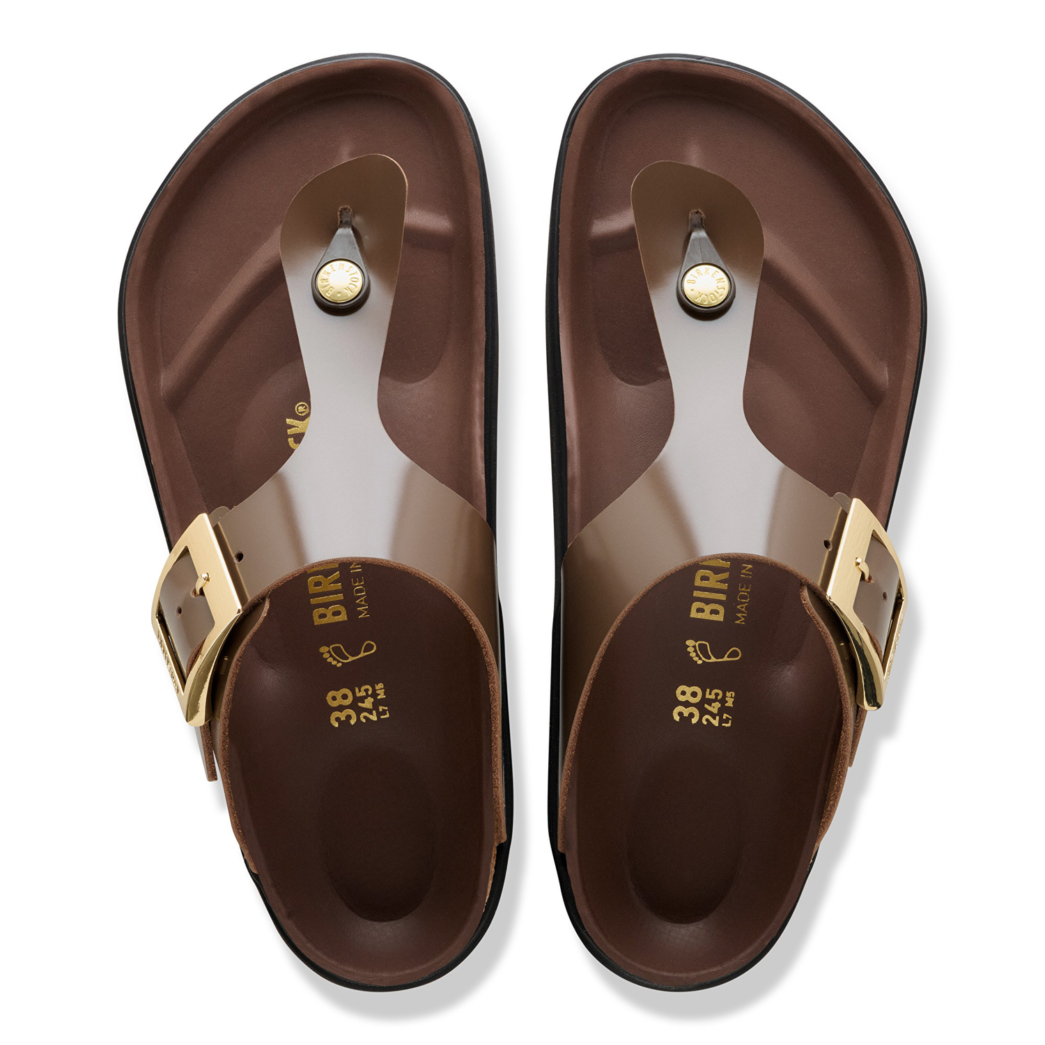 Gizeh Droplet Buckle Natural Leather Patent High-Shine Carafe - BIRKENSTOCK