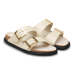 Arizona Droplet Buckle Natural Leather Patent High-Shine Ecru - BIRKENSTOCK