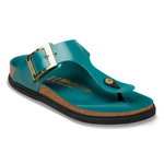 Gizeh Droplet Buckle Natural Leather Patent High-Shine Dark Teal - BIRKENSTOCK