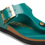 Gizeh Droplet Buckle Natural Leather Patent High-Shine Dark Teal - BIRKENSTOCK