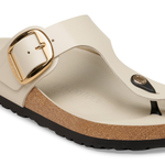 Gizeh Big Buckle Natural Leather Patent High-Shine Oyster - BIRKENSTOCK