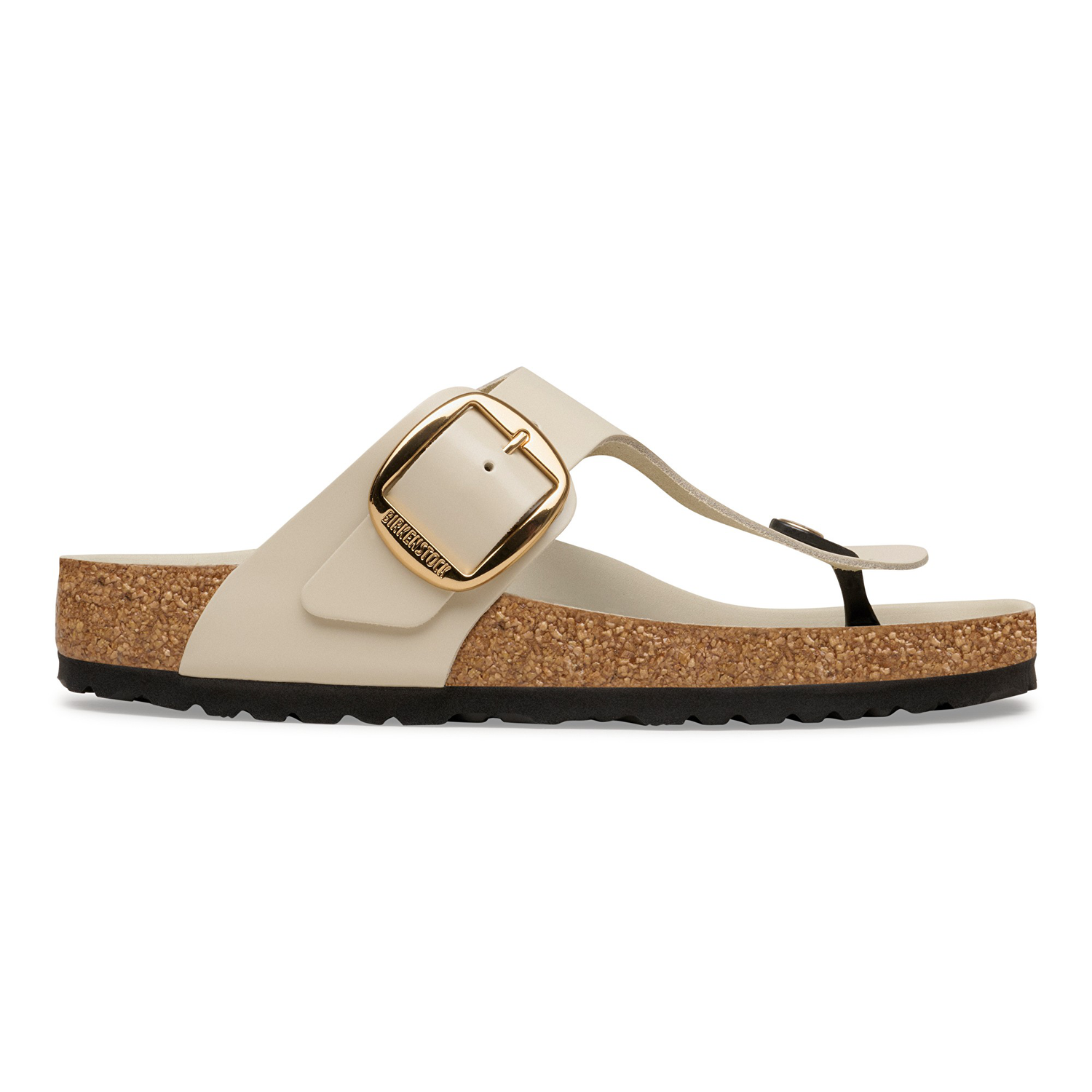 Gizeh Big Buckle Natural Leather Patent High-Shine Oyster - BIRKENSTOCK