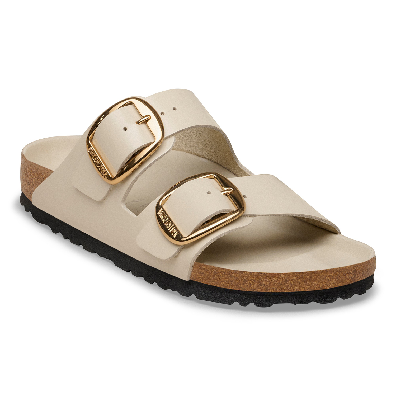 Arizona Big Buckle Natural Leather Patent High-Shine Oyster - BIRKENSTOCK