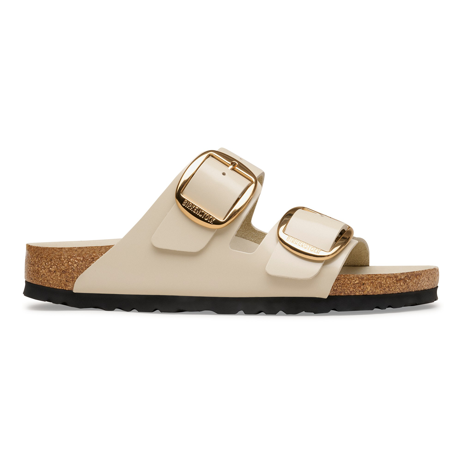 Arizona Big Buckle Natural Leather Patent High-Shine Oyster - BIRKENSTOCK