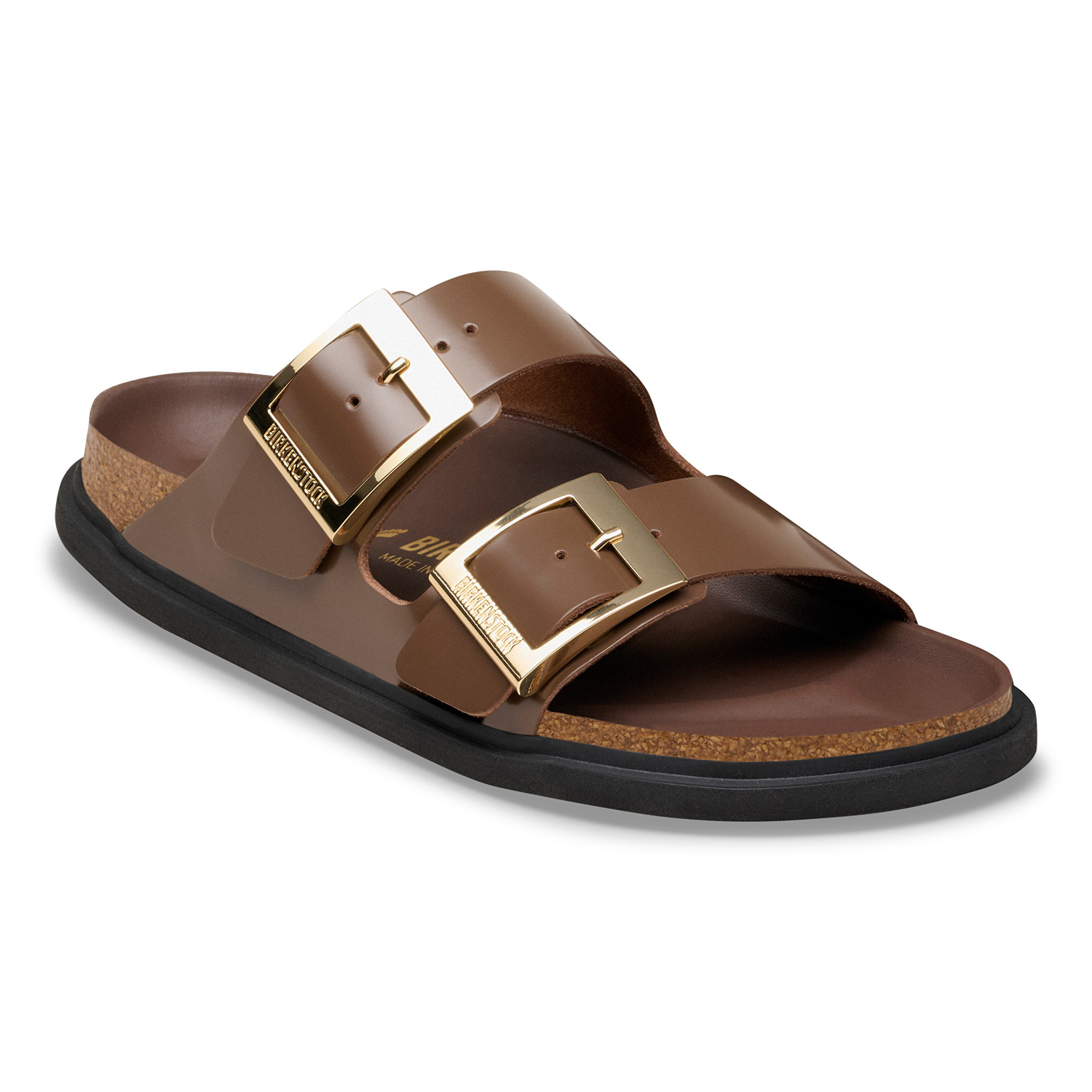 Arizona Droplet Buckle Natural Leather Patent High-Shine Carafe - BIRKENSTOCK