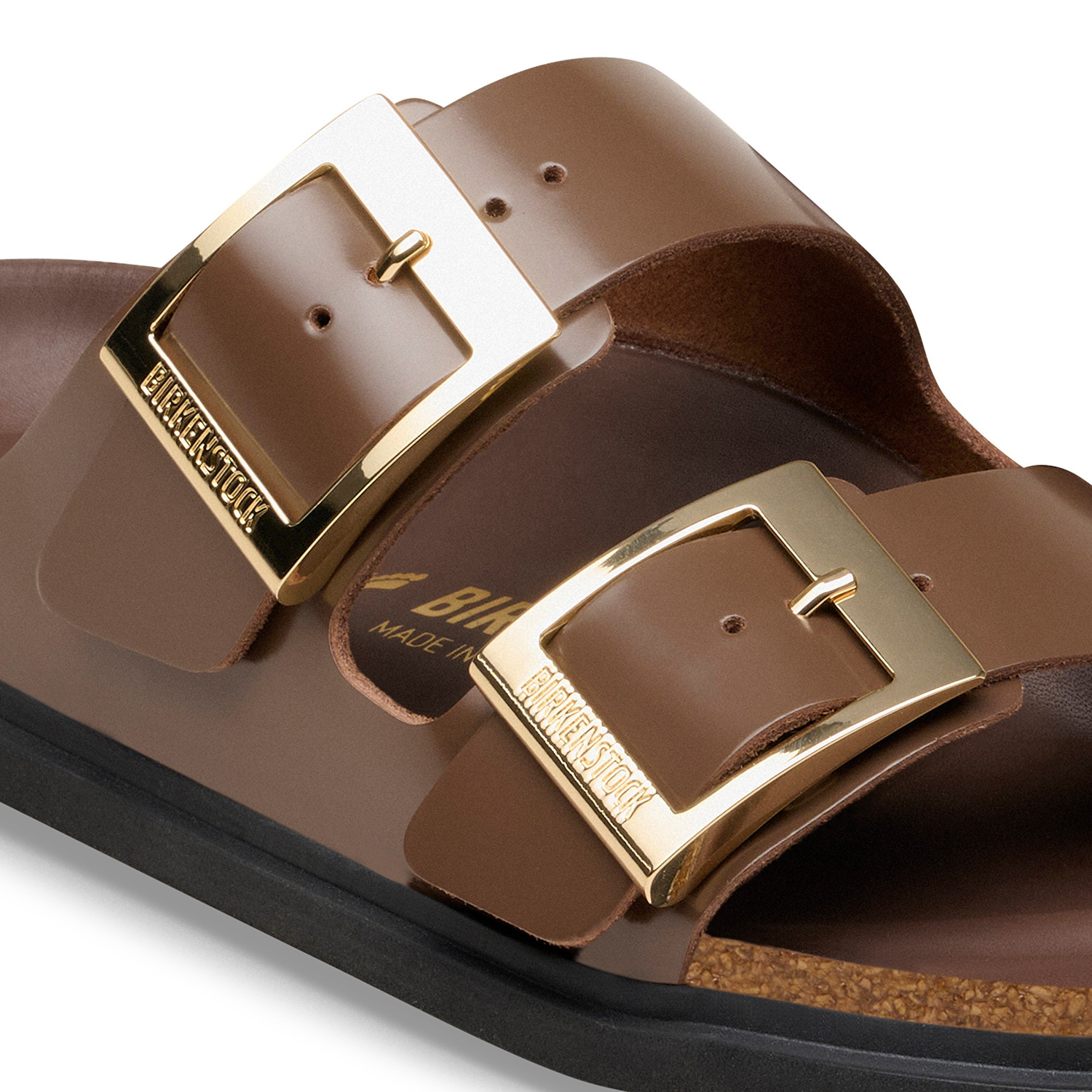 Arizona Droplet Buckle Natural Leather Patent High-Shine Carafe - BIRKENSTOCK