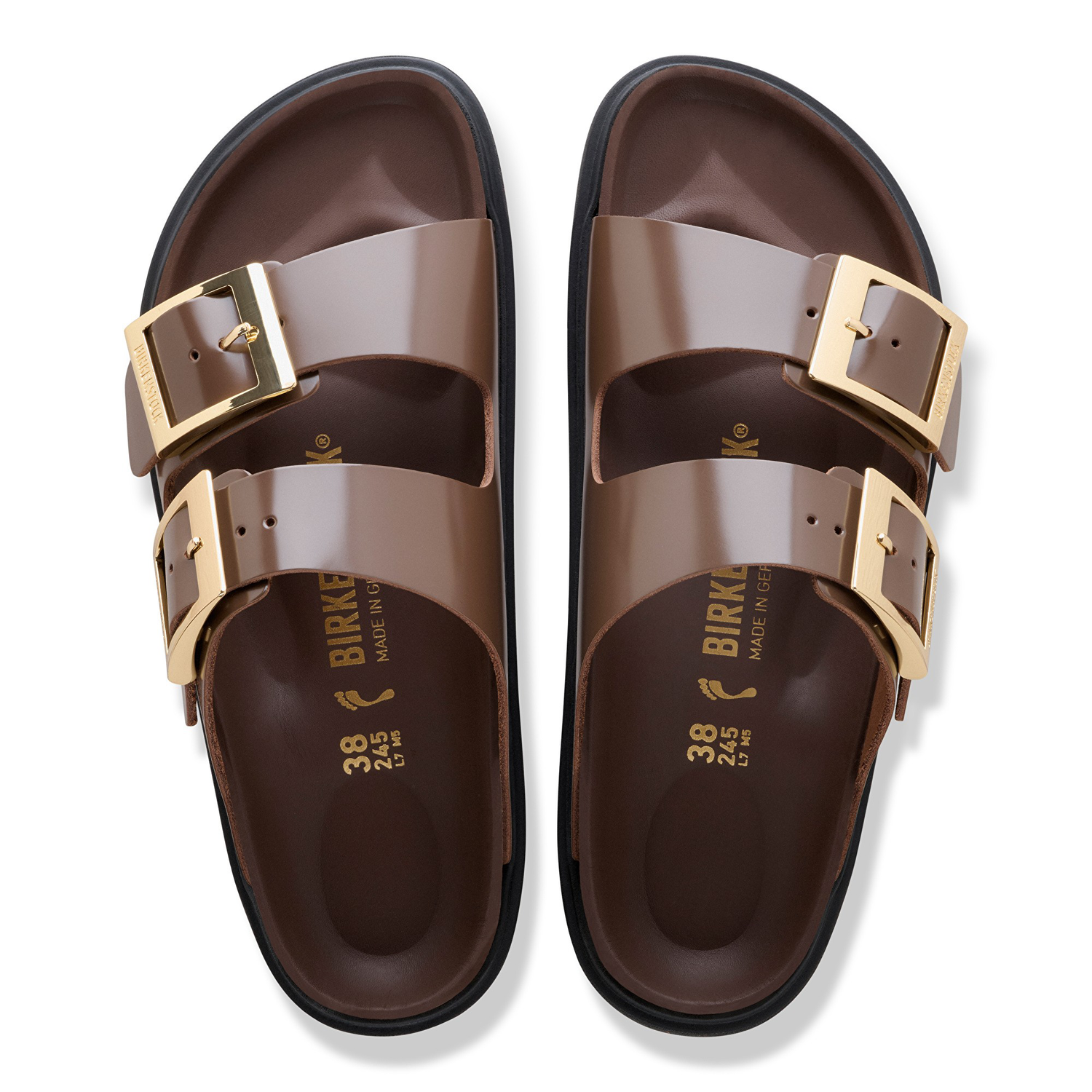 Arizona Droplet Buckle Natural Leather Patent High-Shine Carafe - BIRKENSTOCK