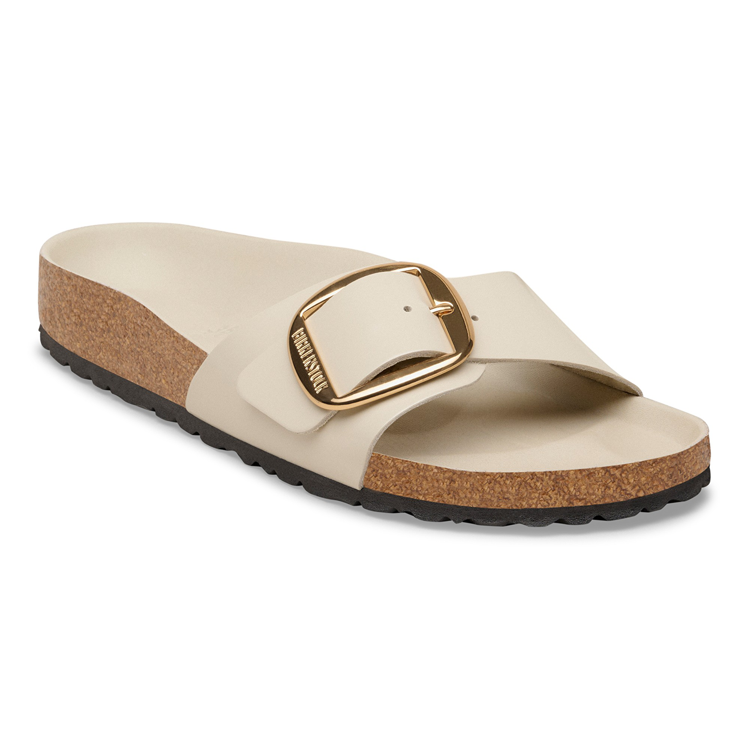 Madrid Big Buckle Natural Leather Patent High-Shine Oyster - BIRKENSTOCK