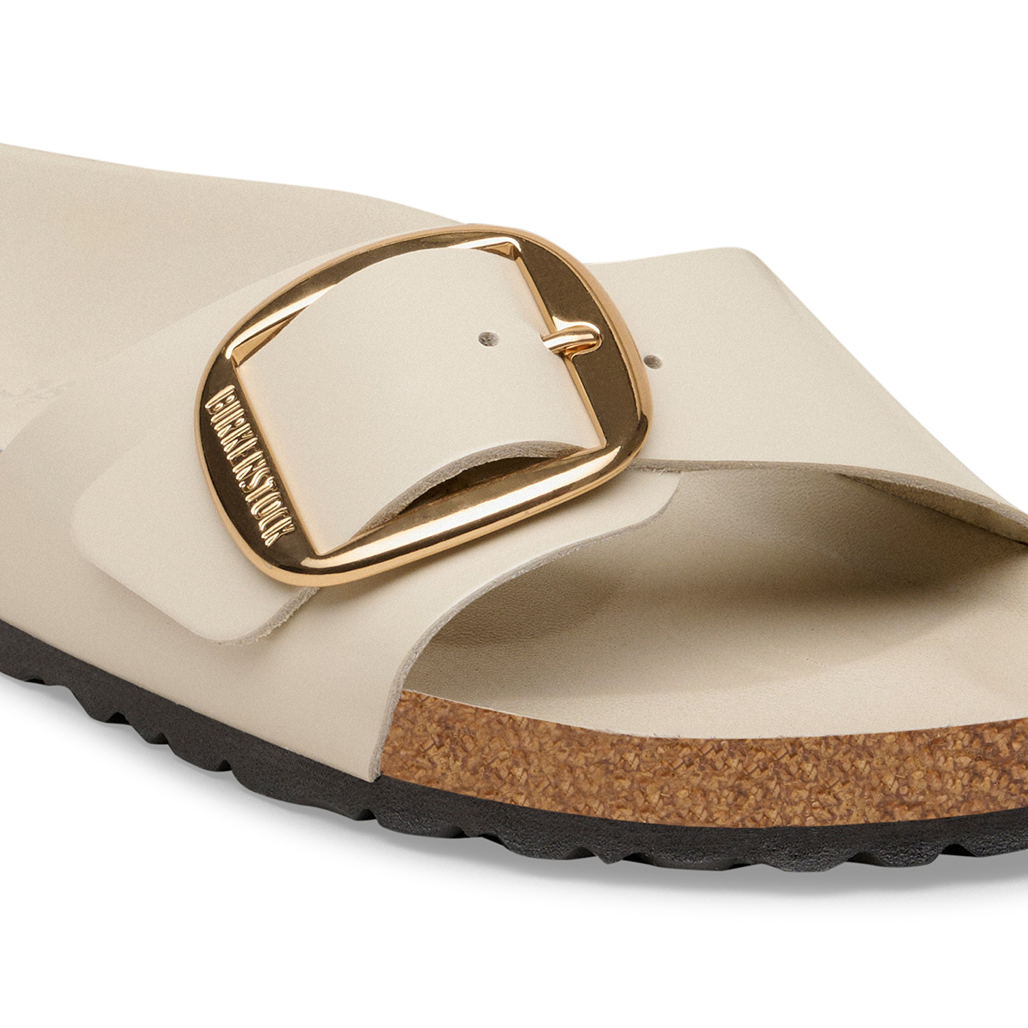 Madrid Big Buckle Natural Leather Patent High-Shine Oyster - BIRKENSTOCK