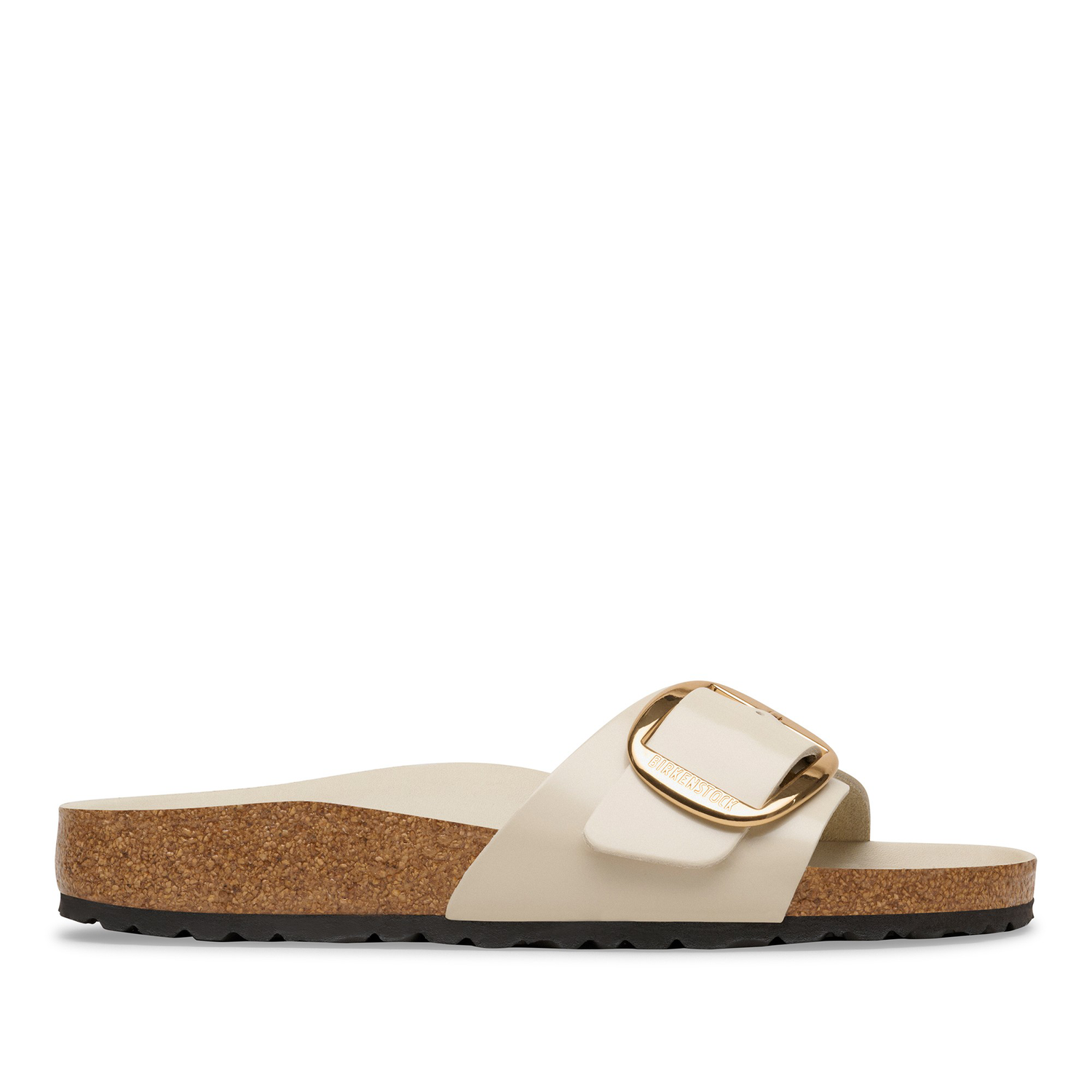 Madrid Big Buckle Natural Leather Patent High-Shine Oyster - BIRKENSTOCK