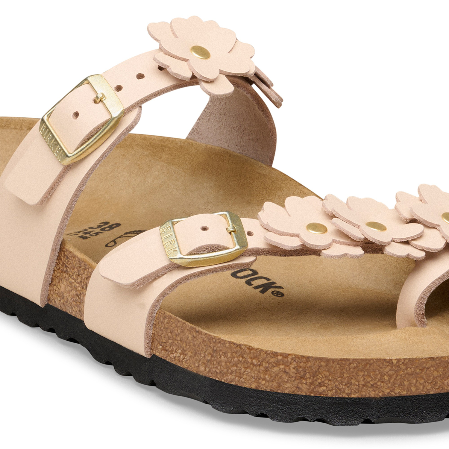 Mayari Flower Embellishment Natural Leather Light Rose - BIRKENSTOCK