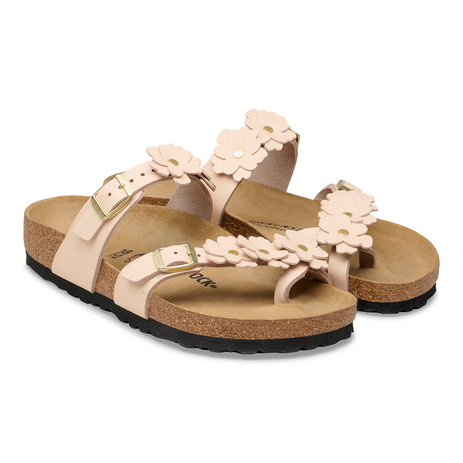 Mayari Flower Embellishment Natural Leather Light Rose - BIRKENSTOCK