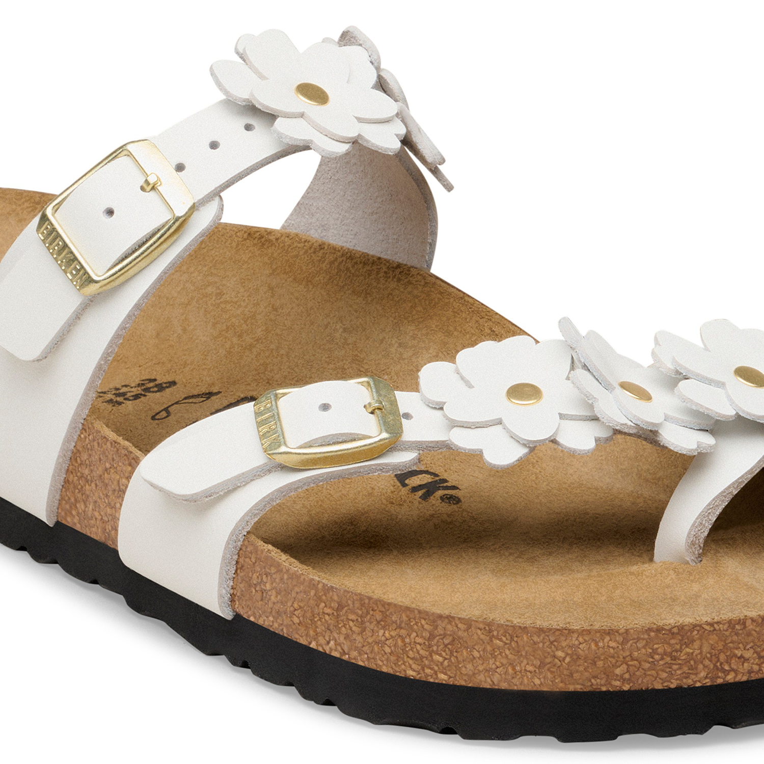 Mayari Flower Embellishment Natural Leather white - BIRKENSTOCK